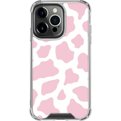 Pink Cow Print iPhone 14 Pro Clear Case